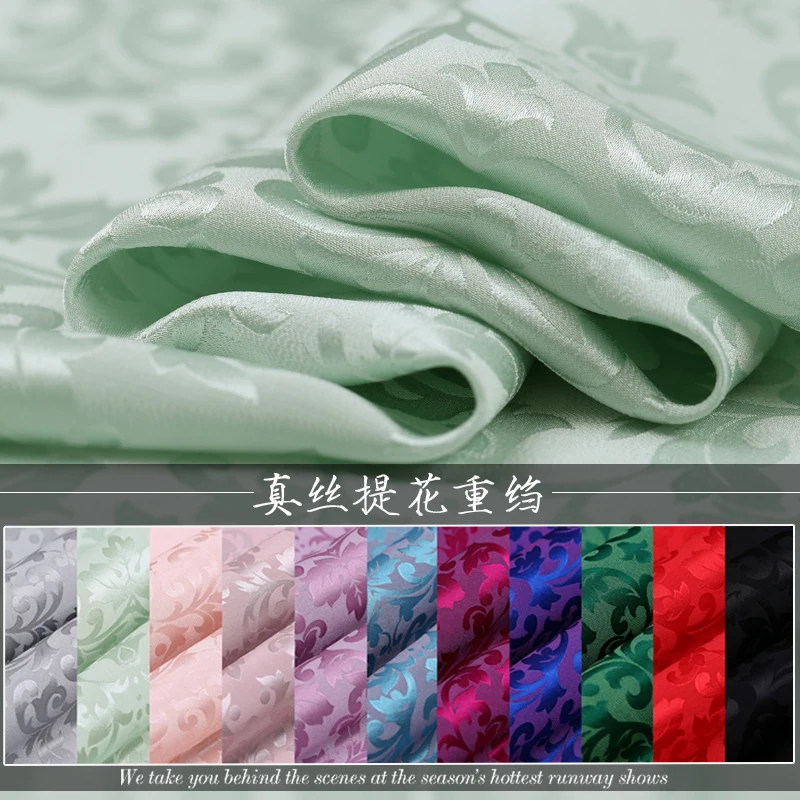 

Waratah - 22 momme jacquard silk heavy crepe fabric silk clothing cheongsam dress silk cloth