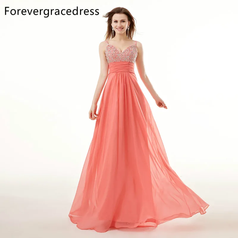 Forevergracedress реальное изображение коралловый платье для выпускного вечера новый