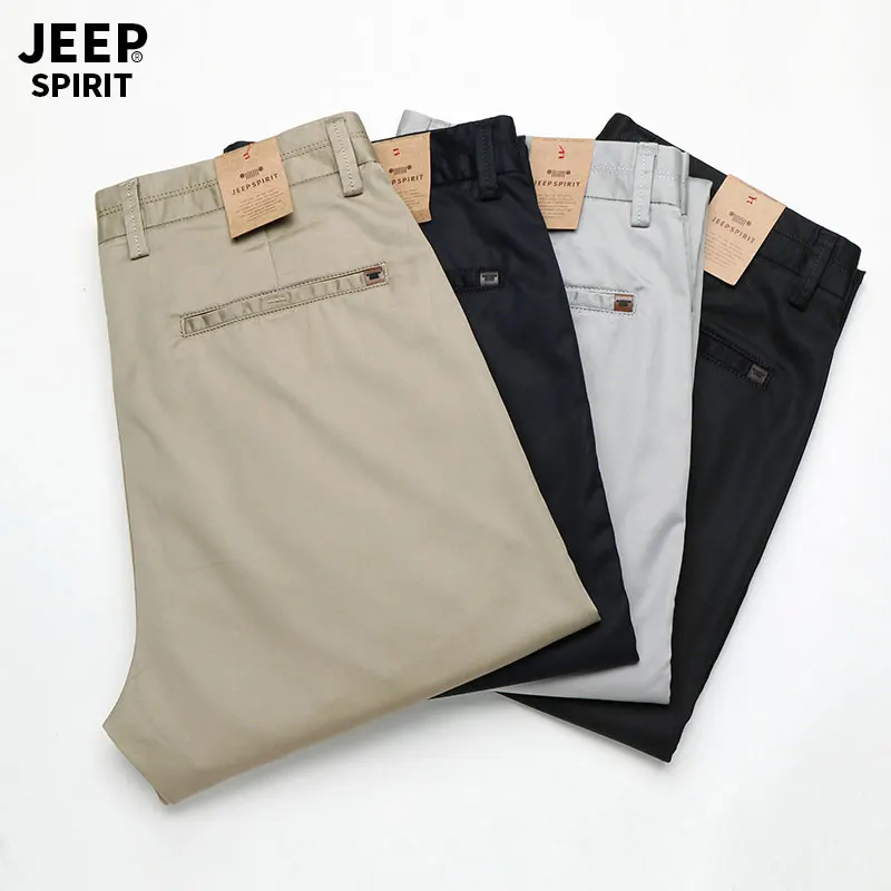 2019 Summer Autumn JEEP Brand Casual Suit Pants Straight Style Lyocell Men's Casual Mid Waist Cotton Pants Fashion Trousers (21)