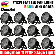 Freeshipping 12 XLot 7×12 Вт Плоским Led Par Свет RGBW 4IN1 Реальная Власть Тонкий Led Par Свет DMX 4/8 CH DJ Контроллер 90 Вт для КТВ Дискотека