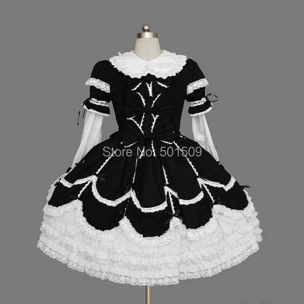 

white black womens Medieval lolita cosplay Gown dress Costume belle ball dress cosplay/lolita/alice costume frenchmaid cosplay