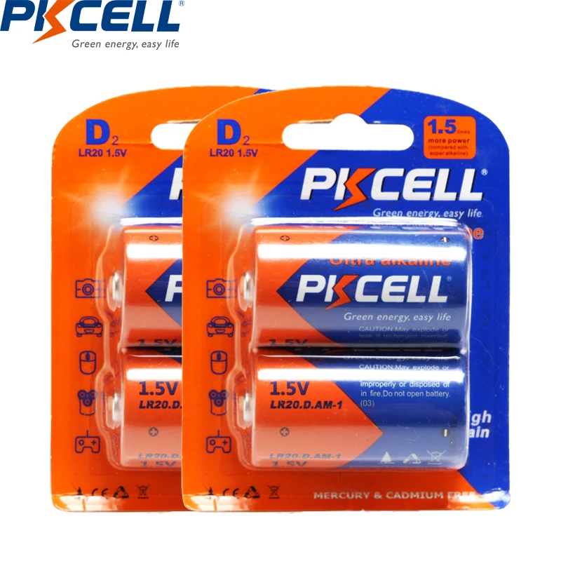 

2Pack/4Pieces LR20 D/AM-1 Size Dry 1.5V Battery Alkaline Battery Superior to R20 D UM1 Batteries For Gas Cooker,Mircophone