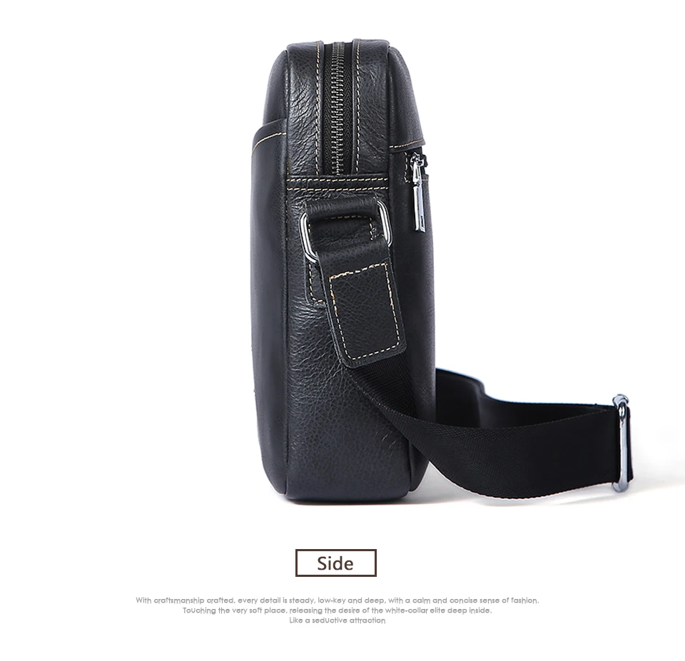 Black Leather Shoulder Bag Male Genuine Leather Men Bags Casual Crossbody Bags (13)