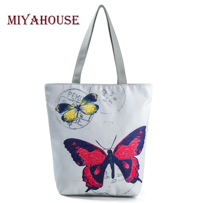 

Miyahouse Colorful Cartoon Print Canvas Tote Bag For Women Single Shoulder Handbags Lovely Shopping Bag High Quality