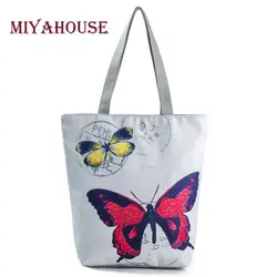 Miyahouse Красочные мультфильм печати холст сумка для женщин женские сумочки на плечо прелестная сумка для покупок высокое качество