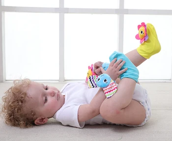 

0-12 Months Newborn Soft Animal Rattles Toys Educational Plush Foot Socks Watch Wrist Strap BabiesFor Children Baby Toys