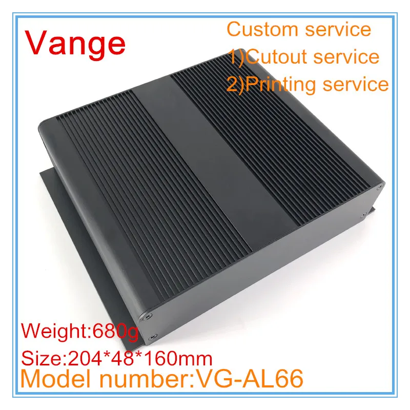 

1pcs/lot mould made profile metal box 204*48*160mm 6063-T5 aluminum case diy enclosure for amplifier electronic device