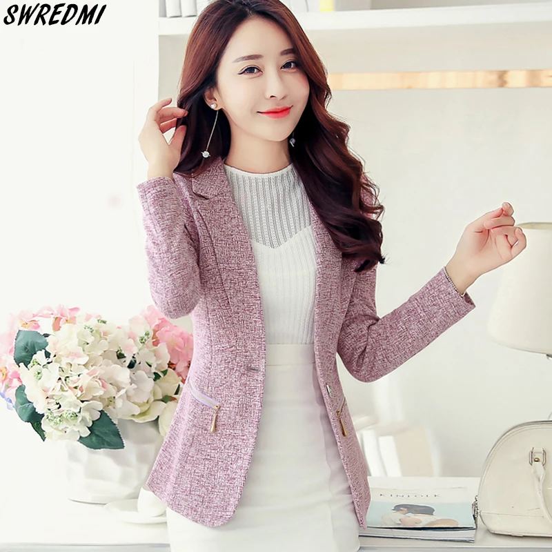 SWREDMI Office Lady Blazer Spring Plaid Suit Jacket Business Blazers Women One Button Long Sleeve Jaqueta Feminina | Женская одежда