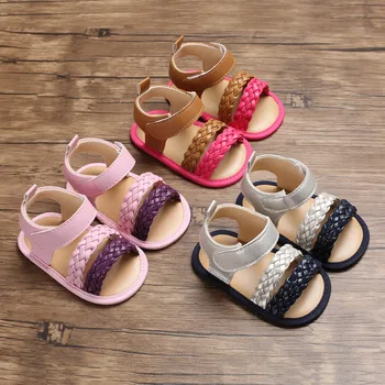 

Summer new baby girl shoes fashion woven PU casual soft