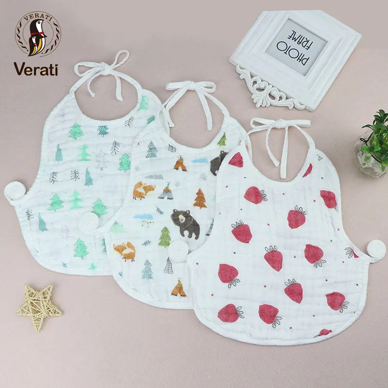 

VERATI Baby Large Cotton Bib 8 Layer Gauze Strap Saliva Towel Belly Feeding Bib Burp Cloth Adjustable Baby Infant V154