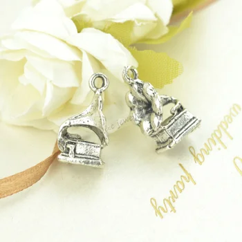 

15pcs Zinc alloy Tibetan Silver Plated phonograph Charms Pendants for Jewelry Making DIY Handmade Craft 18*10*9mm 2657