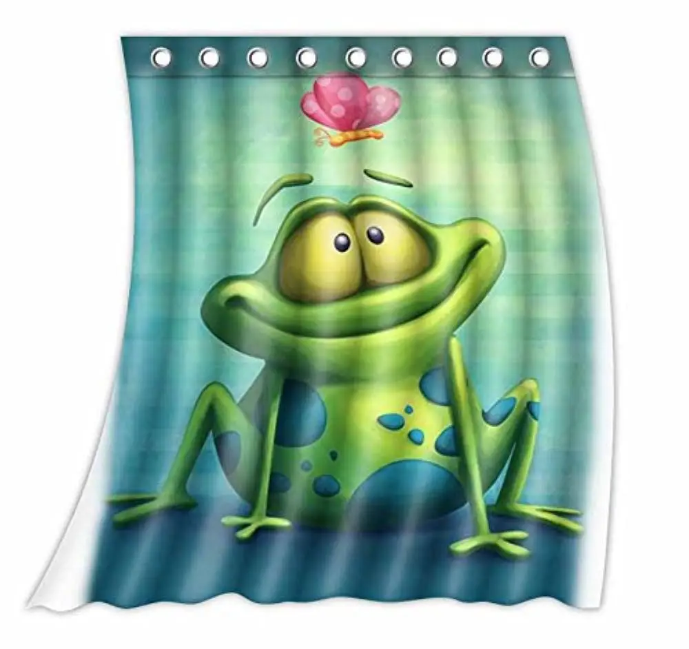 

Custom Cute Frog Pattern Curtain Polyester Fabric Window Curtain Size 52wx63h (One Piece)