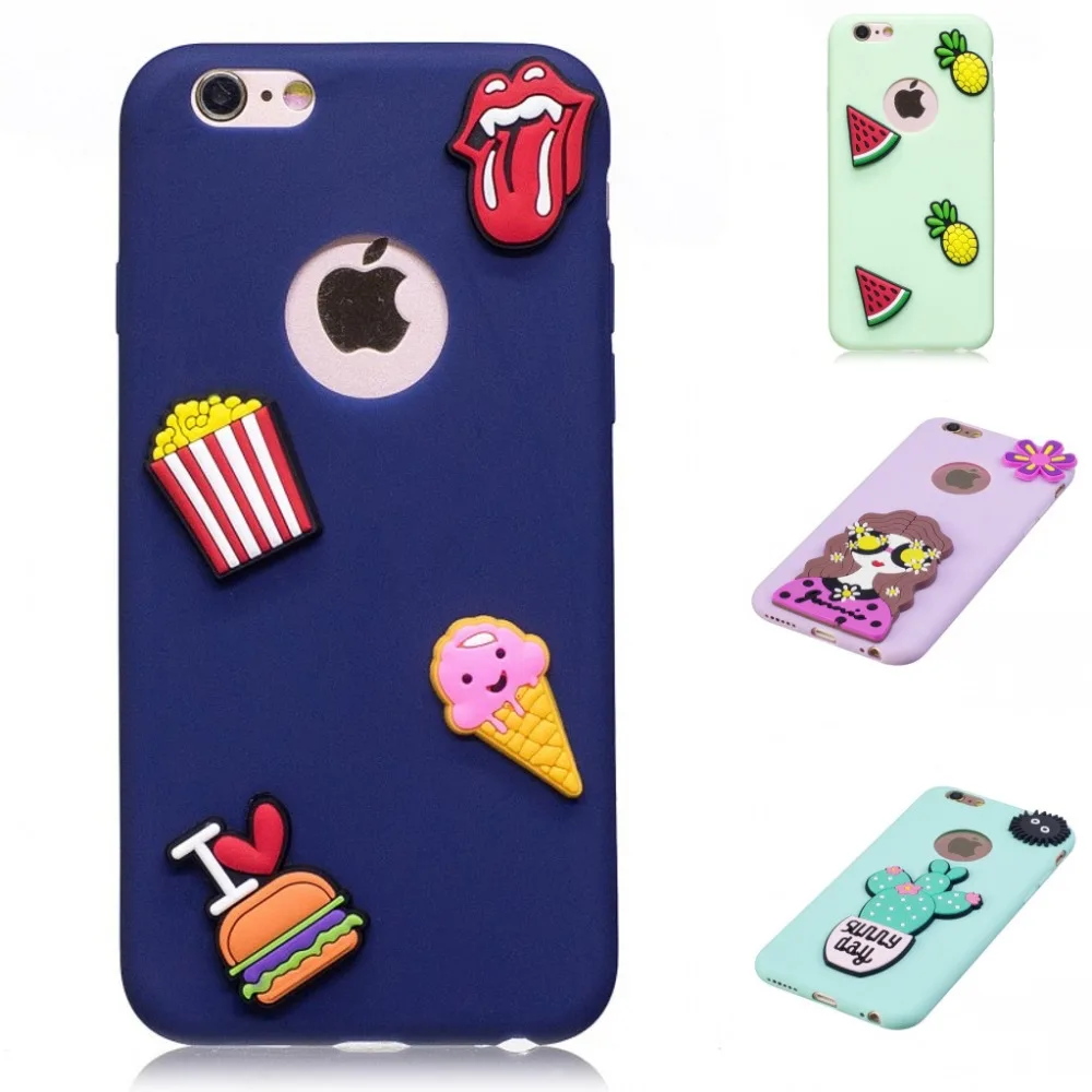 

Fashion 3D Cartoon Cute Candy Ice cream Pink soft silicon TPU case cover for Iphone 6 6s plus iphone 5 5s SE with screen film