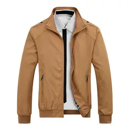 Повседневное для мужчин курточка бомбер плюс размеры 5XL одноцветное цвет хаки Стенд воротник куртки высокое качество