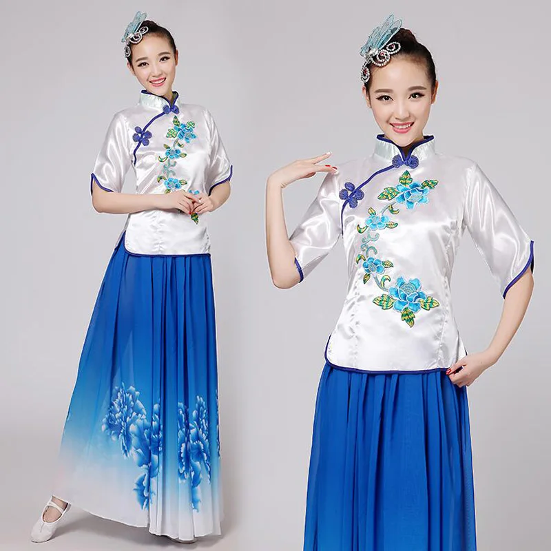 Женский Традиционный китайский костюм для танцев костюм Guzheng Китайский народный танец костюм женский костюм для выступлений танцевальные костюмы