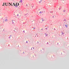 JUNAO 4 5 6 мм Розовый AB Цветок горный хрусталь стикер кристаллы для ногтей плоская задняя Смола драгоценные камни не сшить страз для поделок ювелирных изделий