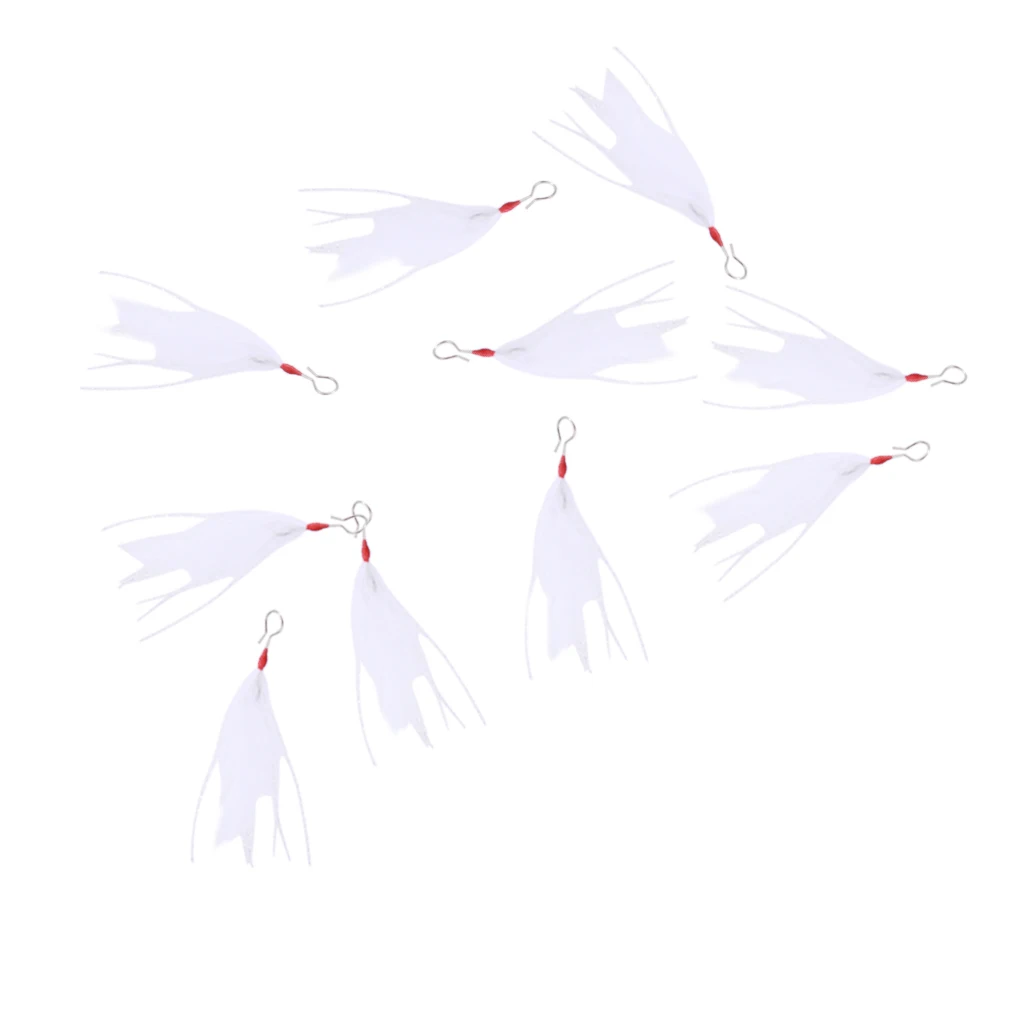 

10pcs/lot Trolling Fly Fishing Tying Feather Rig Jig DIY Bait White Fishing Accessories