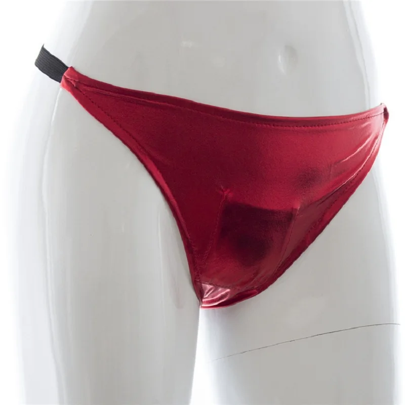 Sexy Lingerie Wet Look Shiny Women's G-String with Vib Pocket Massage Thong Panties Secure Harness Fetish Underwear