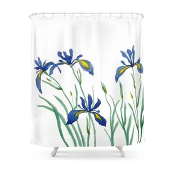 

Iris Shower Curtain Set Waterproof Polyester Fabric Bath Curtain For Bathroom With Non-slip Floor Mat