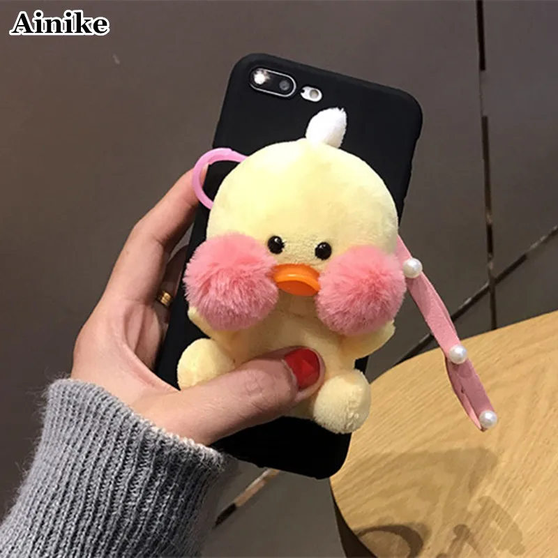 

Ainike Cute Duck Soft TPU Phone Case For Samsung Galaxy S5 S6 S7edge S8 S9Plus Note5 C9 J7 A510 E5 3D Cartoon Toy Doll Cover