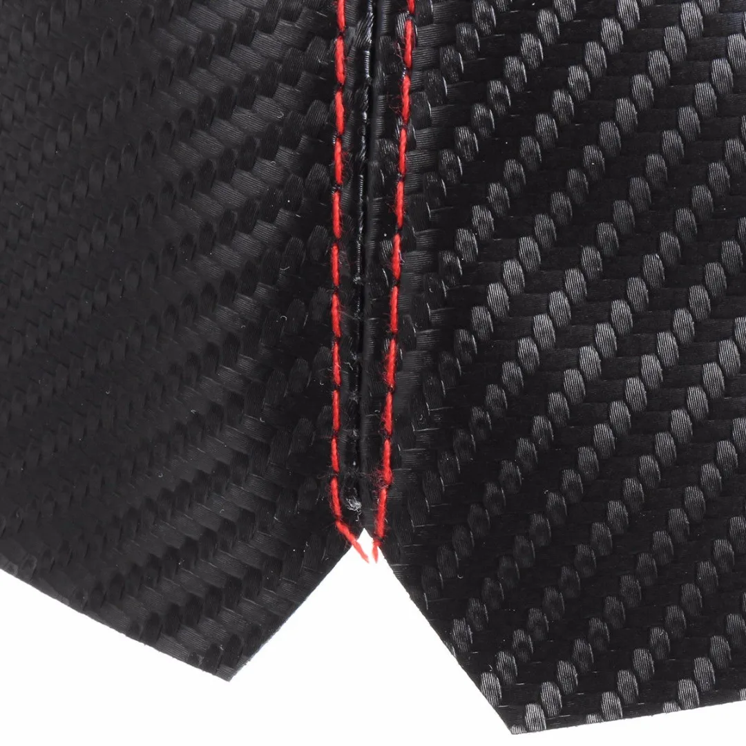 1pcs Shift Boot Cover Gaiter Universal Carbon Fiber Manual Gear Shift Knob Boot Cover Gaiter Red Stitch Black + Red Stitch Line