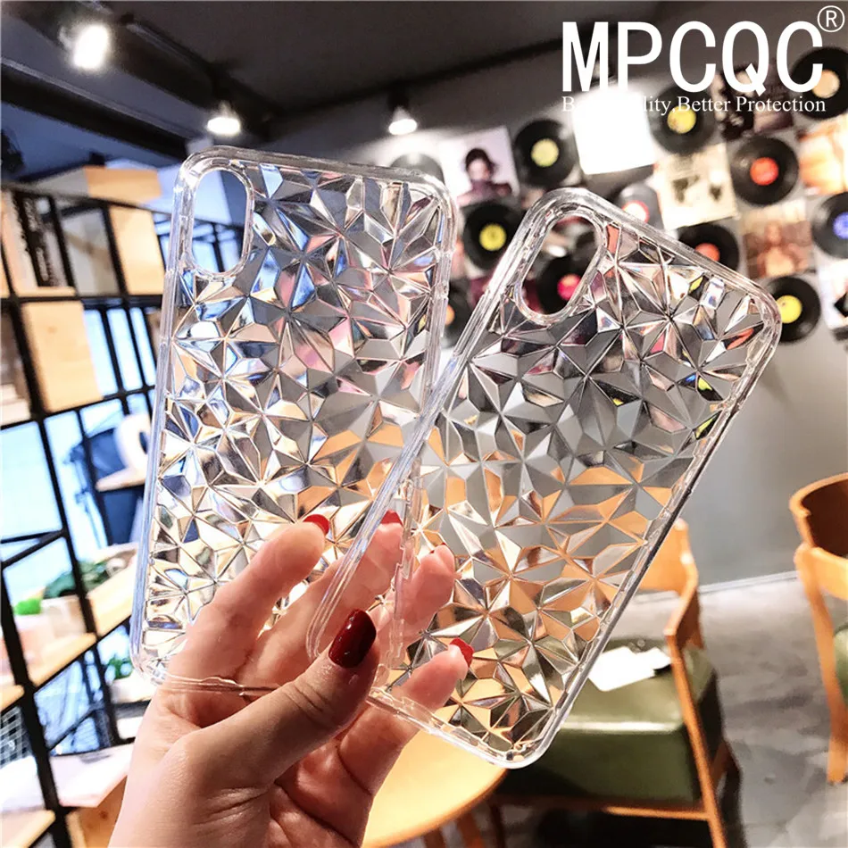 

MPCQC Diamond Texture Case For iPhone 7 X XR XS Max Soft Phone Cover for iPhone 6 6s 7 8 Plus Luxury Transparent Ultra Thin