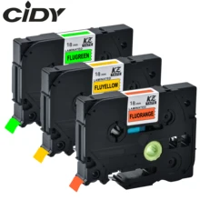 Этикетка CIDY смешанные флуоресцентные цвета ламинированные совместим 18 мм tze-B41 TZE-C41 TZE-D41 для brother P-Touch принтер этикеток с красящей лентой