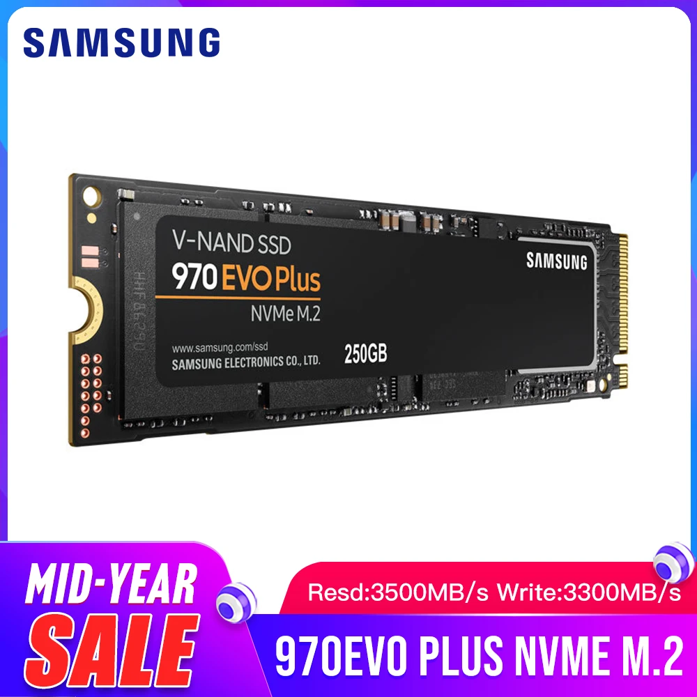 Samsung SSD 970 EVO Plus 250 ГБ 500 ГБ 1 ТБ NVMe M.2 2280 Внутренний твердотельный жесткий диск 970 Evo Plus SSD PCIe 3,0x4, NVMe 1,3