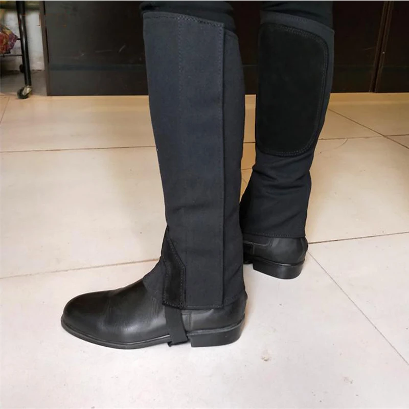 1 Pair Soft Canvas Leather Equestrian Horse Riding Gaiters Half Chaps