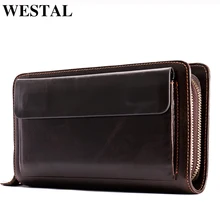 Мужской клатч WESTAL из натуральной кожи, мужской кошелек, кошелек для мужчин, Длинные кошельки для телефона/кредитной карты, сумка для денег, кошельки, мужской кошелек