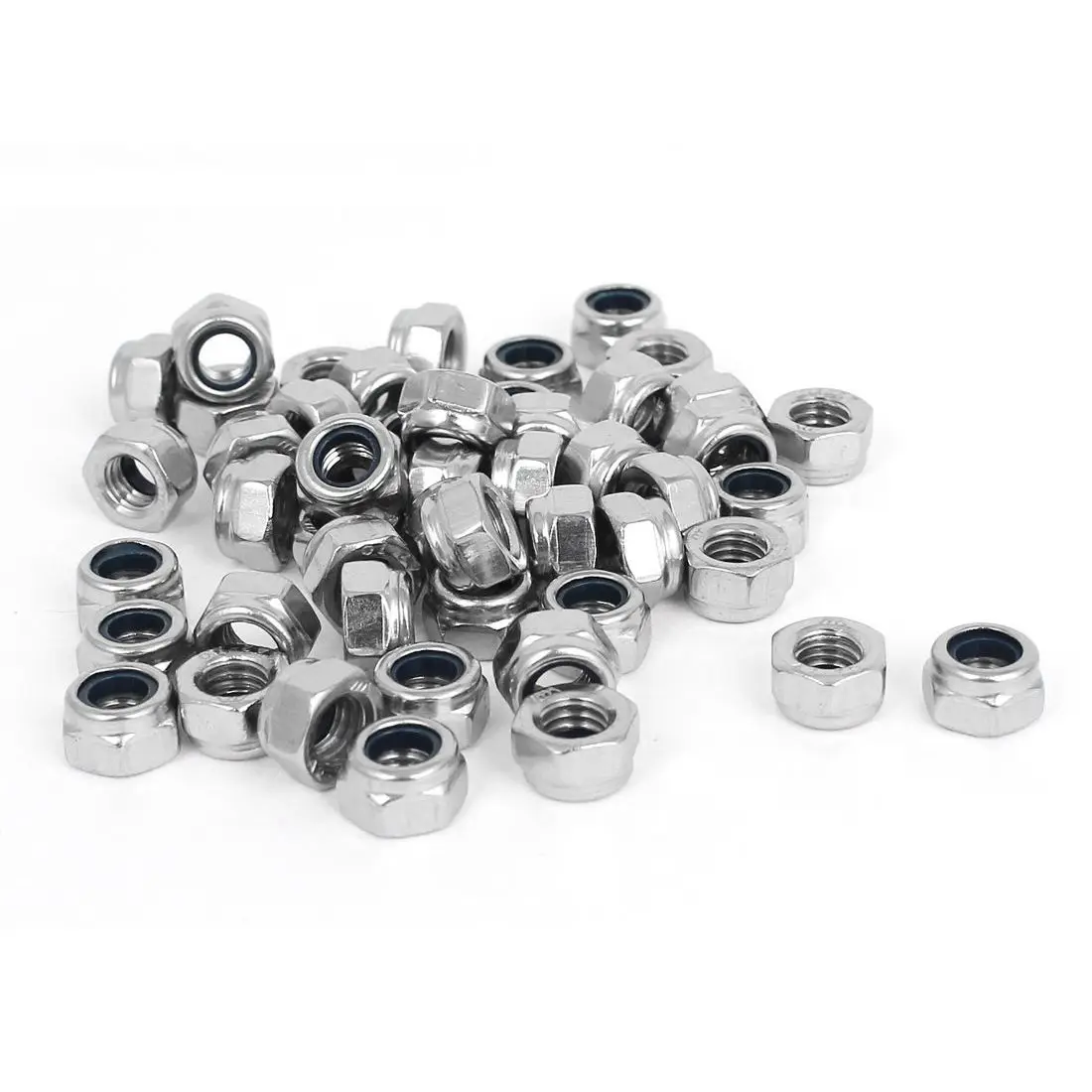 

25pcs M8 Nut x 1.25mm 304 Stainless Steel lock Nylon Lock Nut Insert Hex Lock Nuts Silver anti-loose hex nut for mechanically