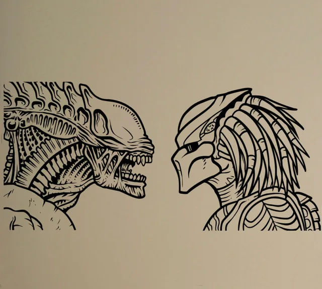 Наклейка на стену Alien vs Predator Виниловая наклейка в стиле ретро постер фильма