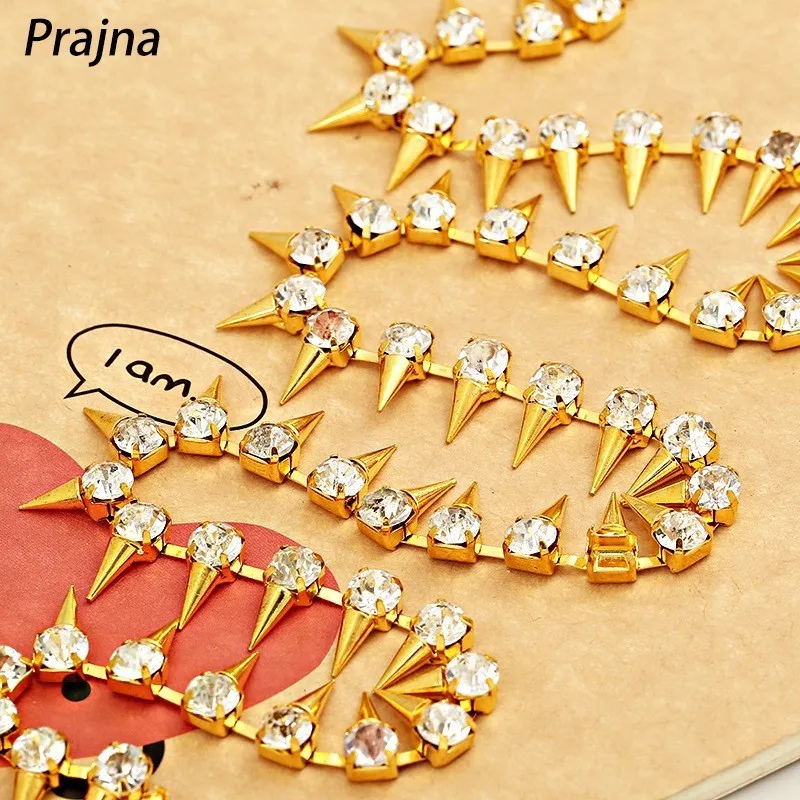 

Pulaqi 1 Yard Gold Base Claw SS30 6mm Bullet Shaped Rhinestone Cup Chain Sew On Glue On High Diy Trim Grade Accessories H
