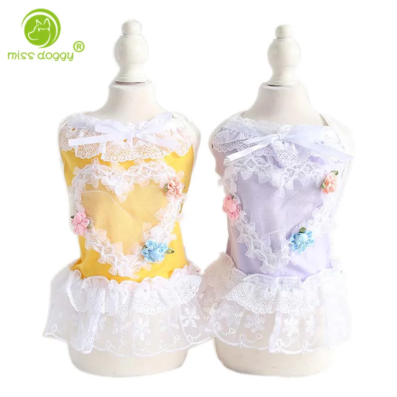 

Lovely Lace Heart Shape Pet Dog Dress Cool Sleeveless Comfortable Clothes for Small Dogs Princess Mesh Tutu Skirt Chihuahua 10E