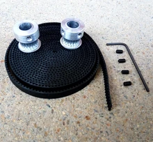 2pcs 20 teeth GT2 timing Pulley bore 5mm + 1 Meters GT2 timing Belt width 6mm for 3D printer CNC machine 2GT high quality