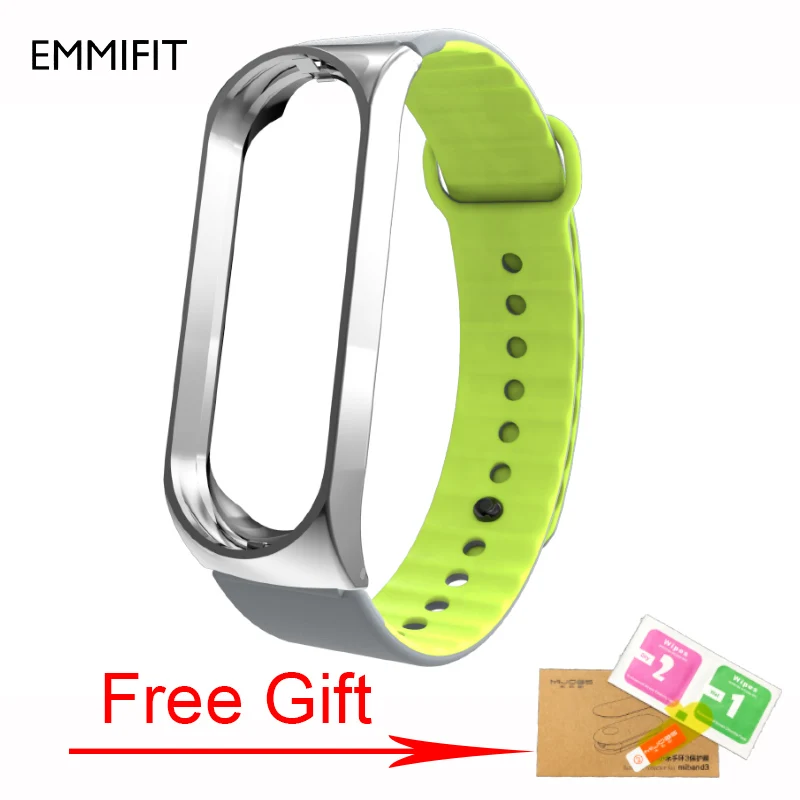 green silver Add Gif Металлический ремешок для Xiaomi mi Band 3 Безвинтовой браслет из нержавеющей стали Сменные аксессуары для mi Band 3 ремешок - Цвет: green silver Add Gif