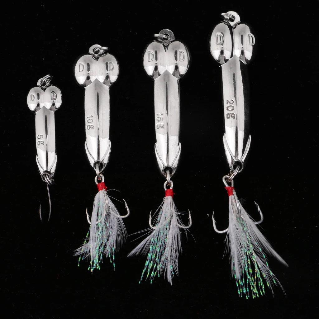 

4 Pieces Special-Shaped Fishing Lures Baits Hook Dick Spoon VIB Wobble Tackle Artificial Fishing Hook 5g 10g 15g 20g