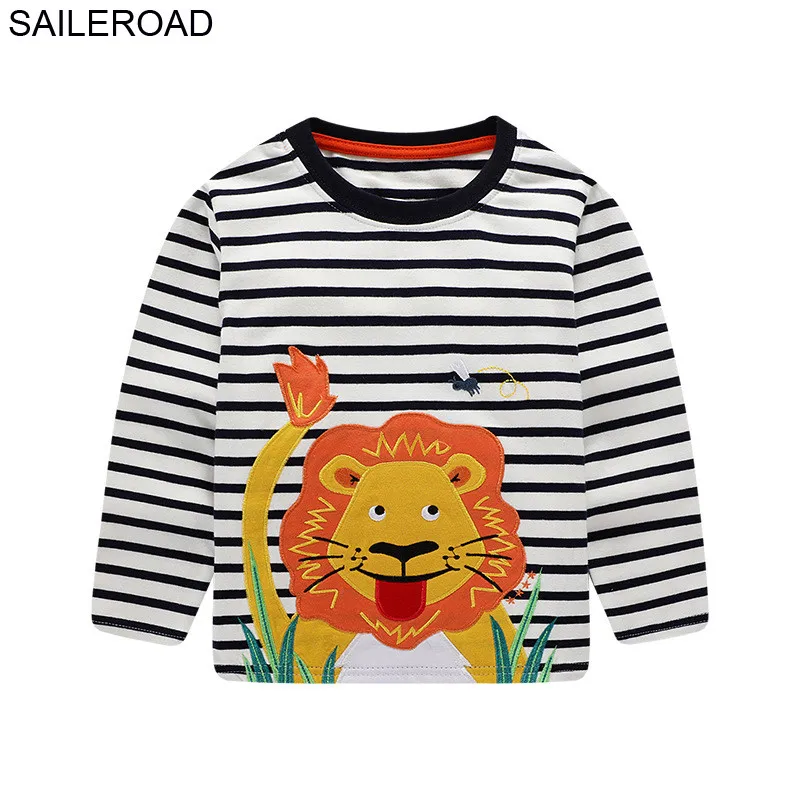 SAILEROAD/Осенняя футболка с длинными рукавами и рисунком динозавра для мальчиков и девочек 7 лет детская одежда, одежда для детей хлопковая футболка, camisetas ninos - Цвет: 7007 same picture