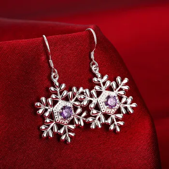 

Todorova Korean Fashion Purple Crystal Women Earrings Metal Rhinestone Snowflake Hanging Earrings Wedding Engagement Jewelry