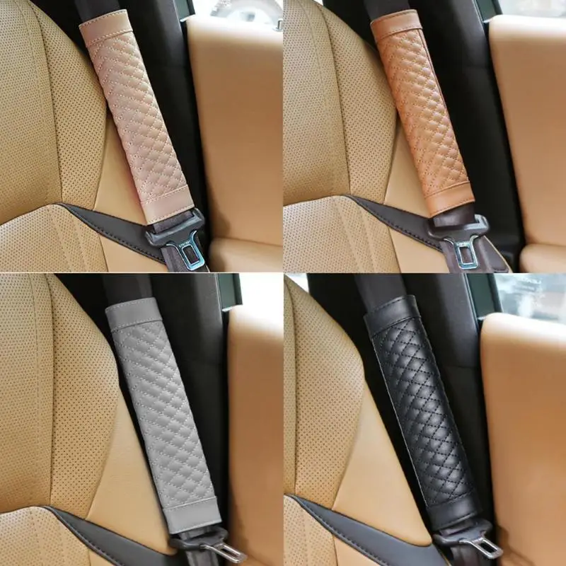 2pcs PU Leather Car Safety Seat Belt Cover Shoulder Selecting Leather for Comfort and Breath Pad Protection Padding Accessories