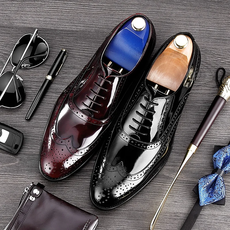 Мужские Винтажные Туфли Броги из лакированной кожи с круглым носком|flats men|flats shoes