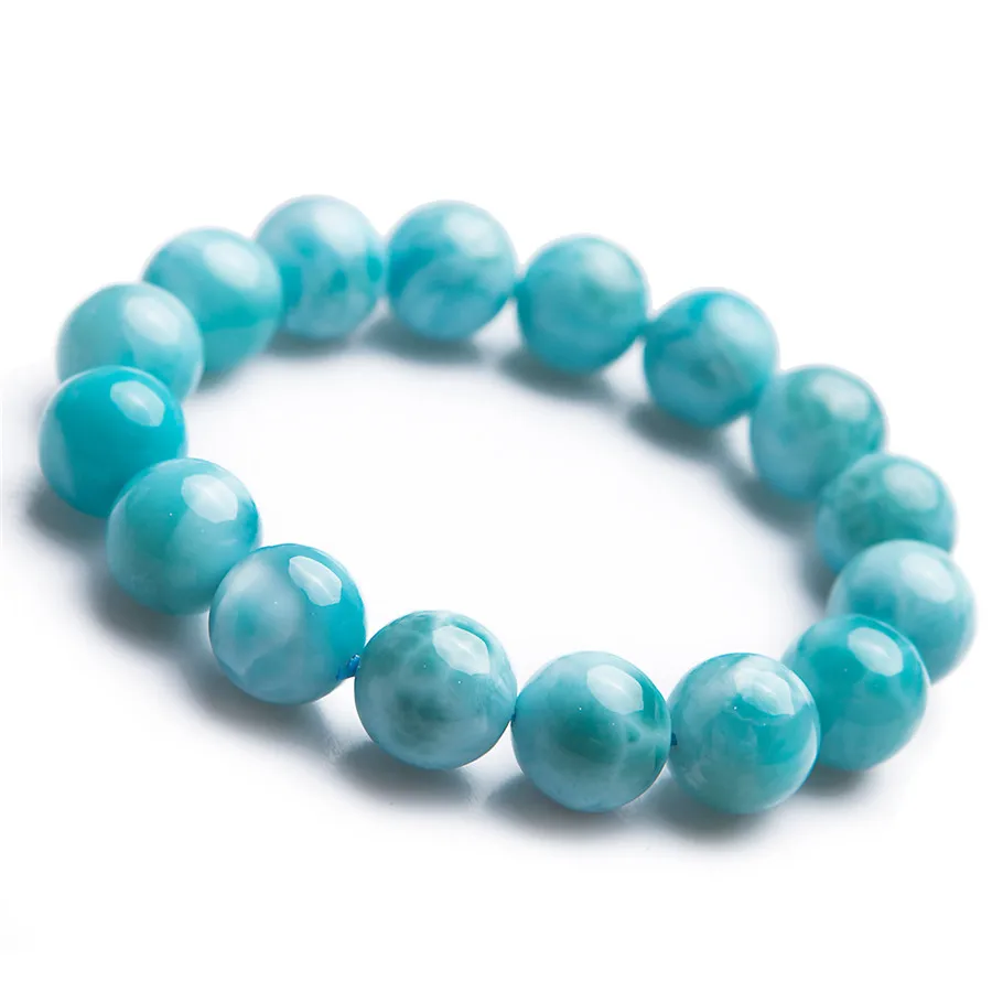 

Top Quality Blue Natural Larimar Bracelet Water Pattern Gemstone Stretch Fitness Round Bead Bracelet 13mmFor Women Men AAAAA