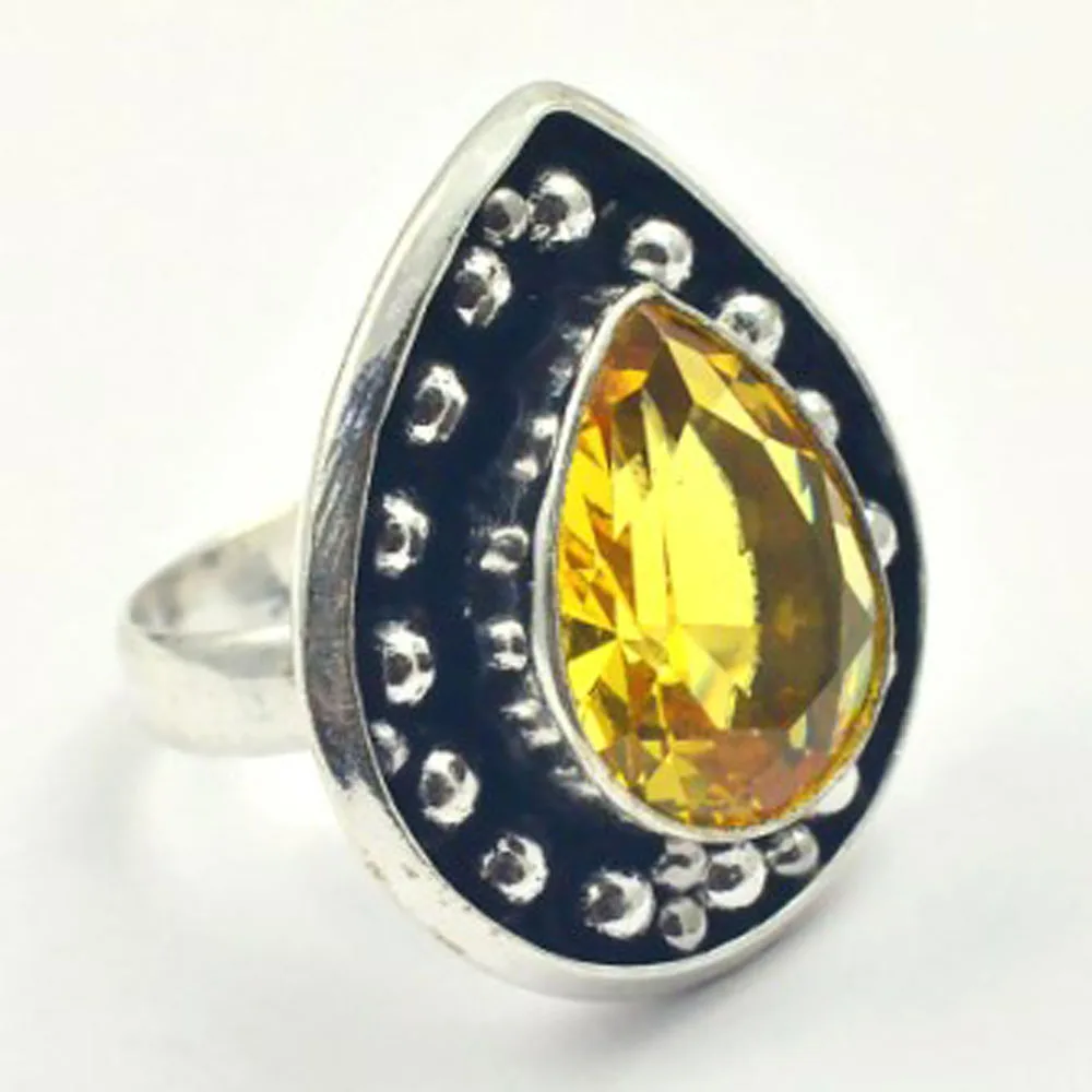 

Citrines Ring Silver Overlay over Copper , Size: 7, R4376