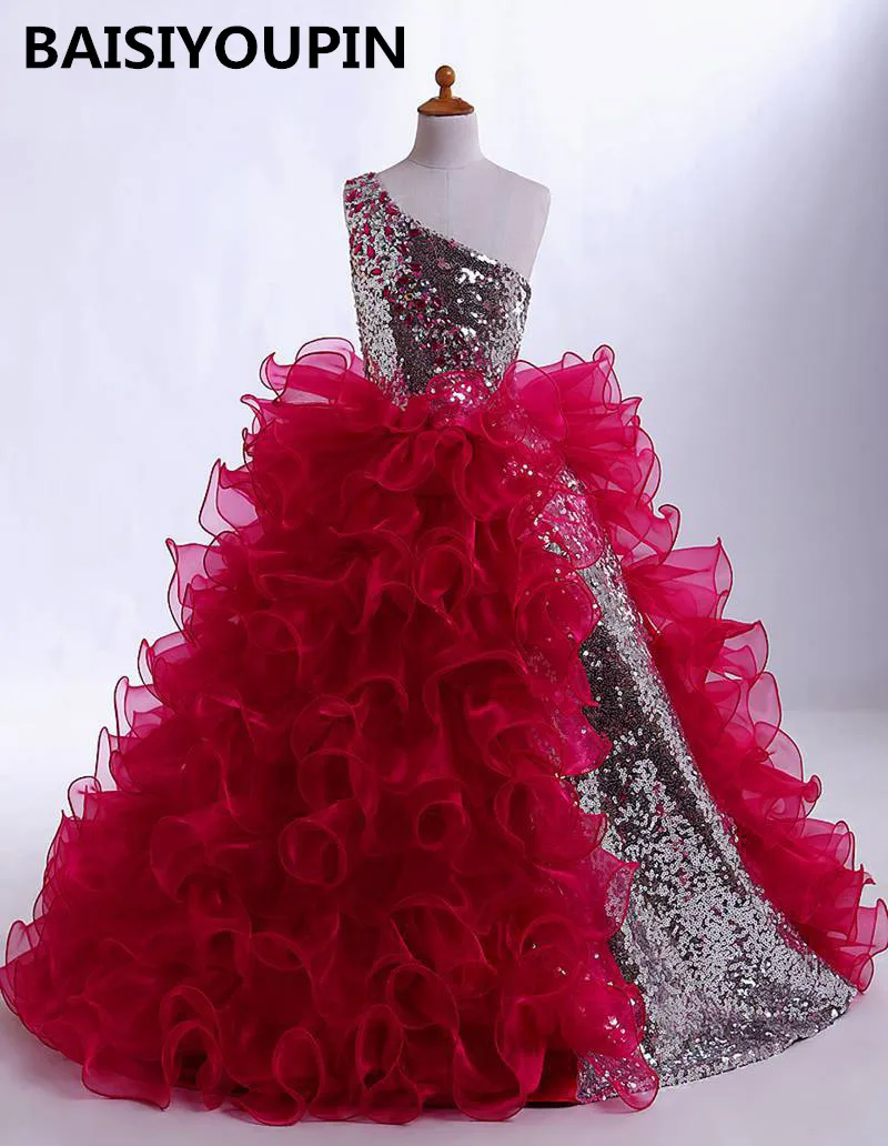 Платья для причастия; коллекция года; Vestido De Daminha; бальное платье; Платья с цветочным узором для девочек; пышные платья на одно плечо для девочек