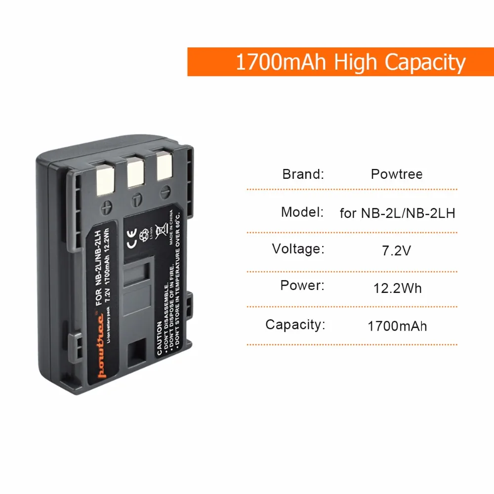 2X 7 2 V 1700mAh NB 2L NB2L 2LH камера Литий ионная аккумуляторная батарея для CANON 350D 400D G7 G9 S30 S40