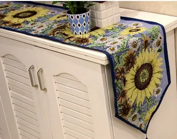 

New Blue yellow Sun flower table Runner cotton tablecloth Countryside Table Runner home Decoration wedding party Deocr B415