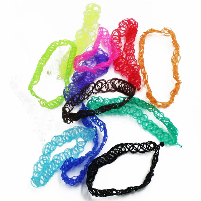 13 colors Hot Selling Vintage Stretch Tattoo Choker Necklace Gothic Punk Grunge Henna Elastic with Choker Necklaces (11)
