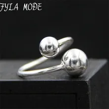 Fyla Mode Fashion 925 Sterling Silver Jewelry Smooth Small Double Ball Beads Shape Rings for Women Charms Party Ring 1.50mm