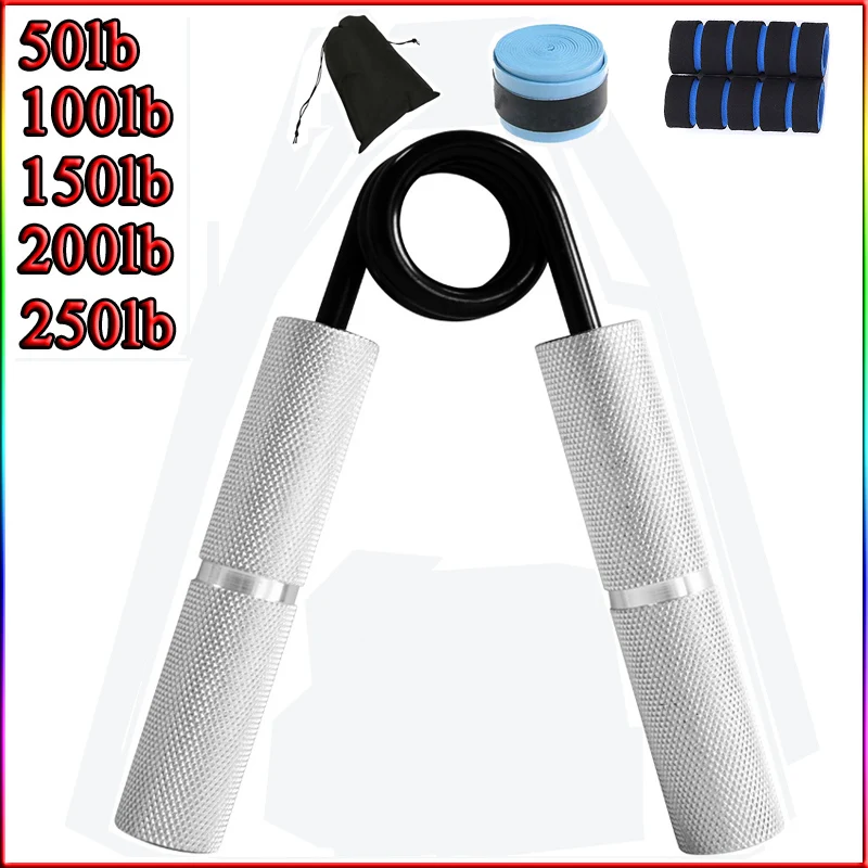 

Aluminum handle Heavy Hand Grip Arm Muscle Trainer Sponge Expander Fitness Professional Wrist Finger Gripper Strength Silver