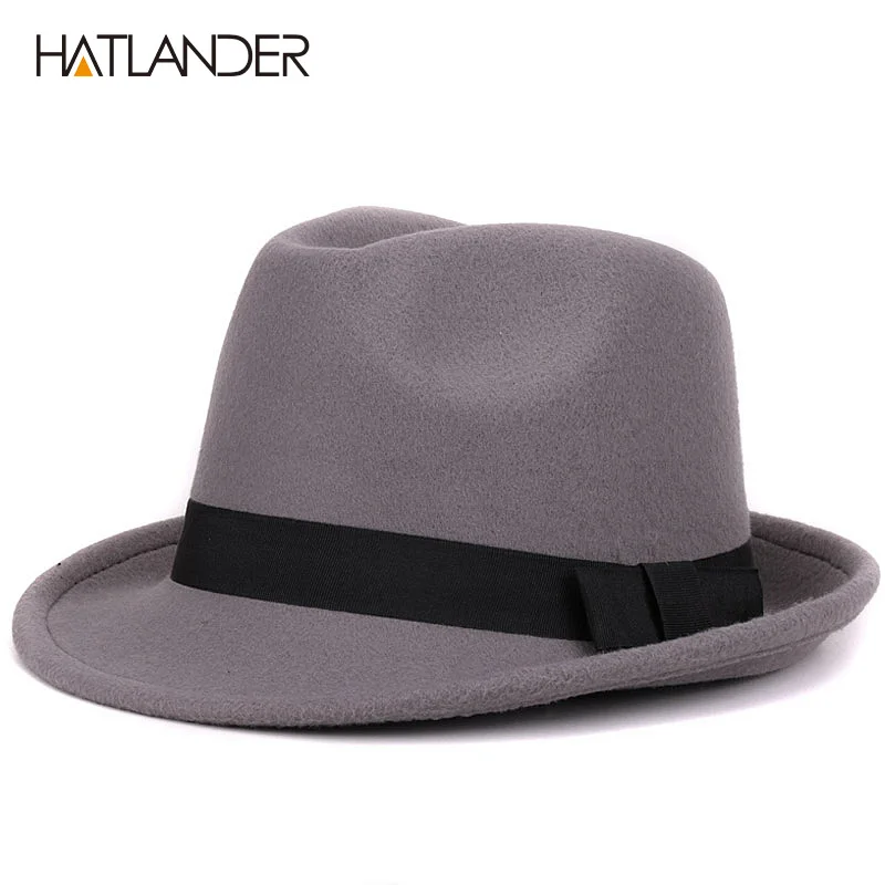 [HATLANDER] одноцветная шляпа-канотье из искусственной шерсти, фетровая шляпа для женщин и мужчин, джазовые кепки, Кепка-котелок, зимняя верхняя шапка